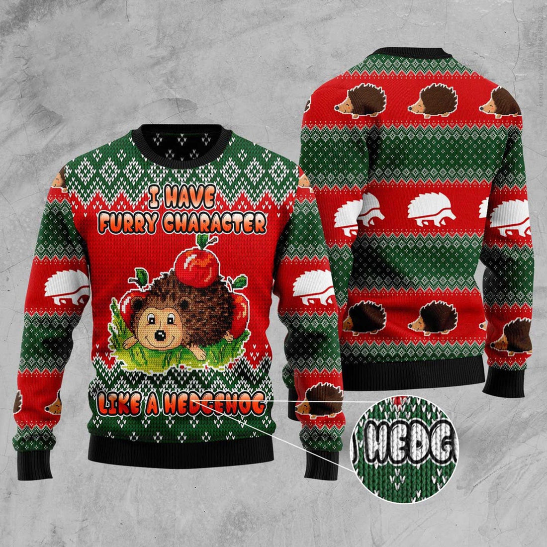 FUNSTUFFPRINT I Have A Furry Character Like A Hedgehog Ugly Christmas Sweater, Christmas Sweater, Ugly Sweater, Funny Xmas Sweaters Ugly Sweater