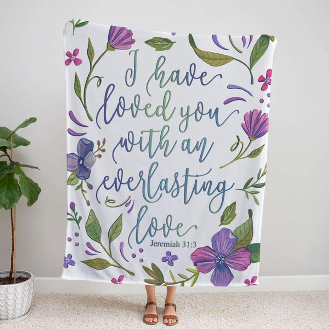 FUNSTUFFPRINT I Have Loved You With An Everlasting Love Jeremiah 313 Fleece Blanket - Christian Blanket - Bible Verse Blanket