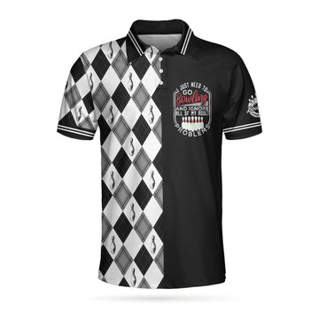 I Just Need To Go Bowling Polo Shirt, Black And White Argyle Pattern Polo Shirt, Best Bowling Shirt For Men
