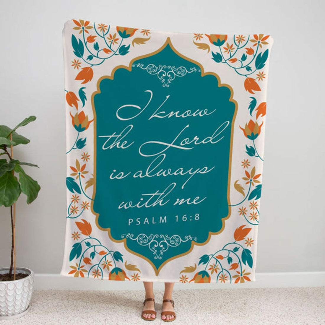 FUNSTUFFPRINT I Know The Lord Is Always With Me Psalm 168 Fleece Blanket - Christian Blanket - Bible Verse Blanket