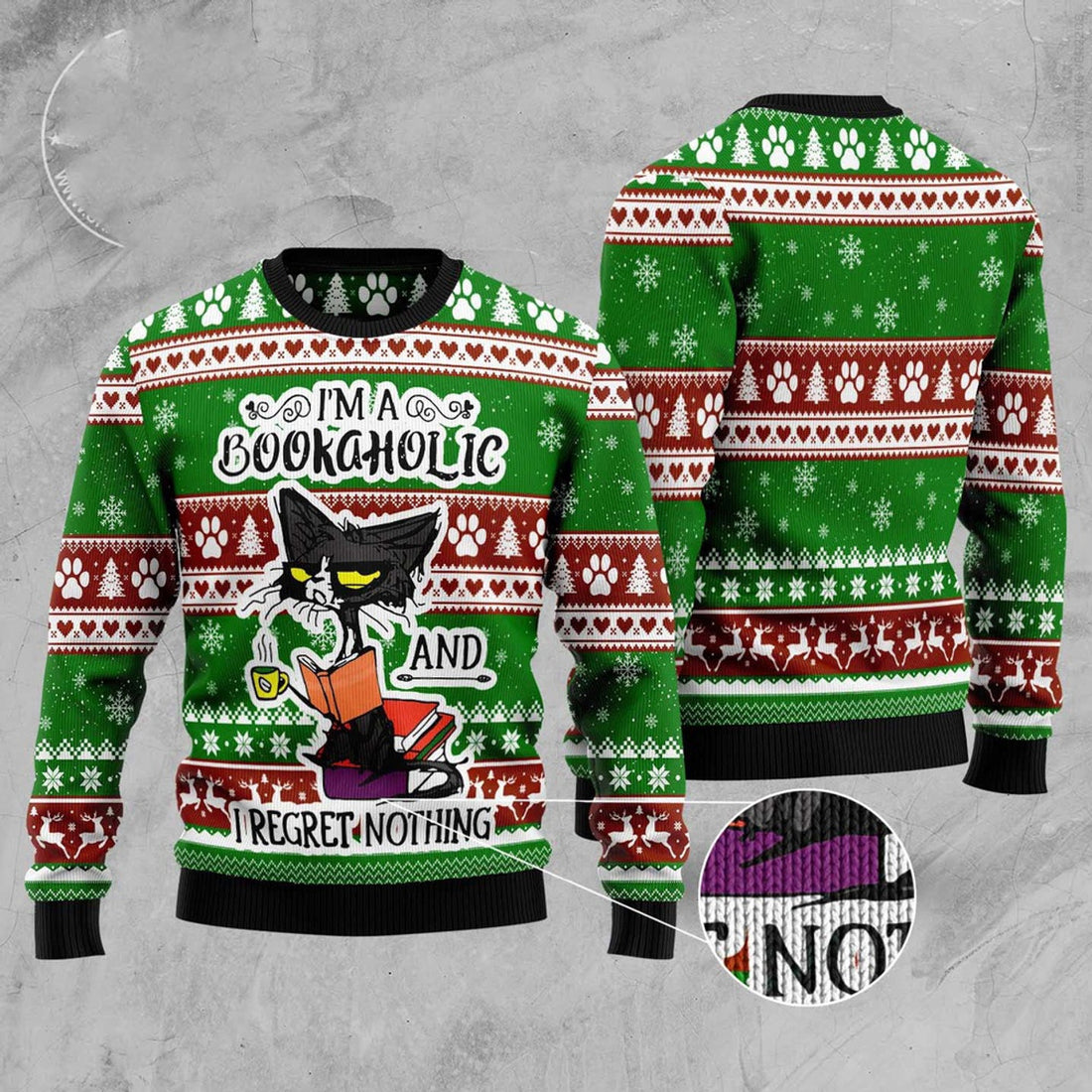 FUNSTUFFPRINT I'M A Bookaholic Ugly Christmas Sweater, Christmas Sweater, Ugly Sweater, Funny Xmas Sweaters Ugly Sweater