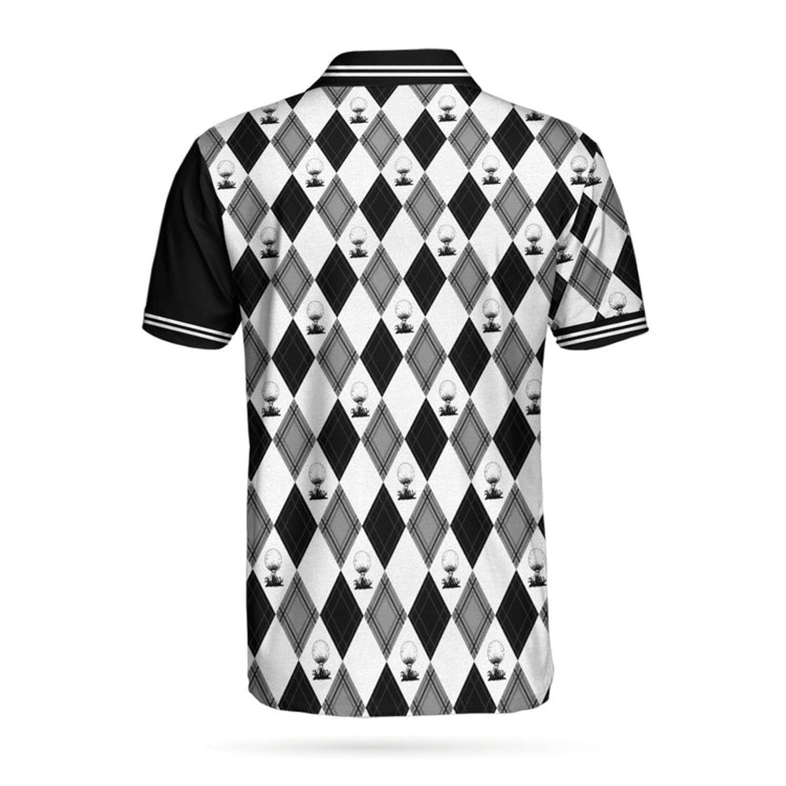 I Made A Bogey On Every Hole Polo Shirt, Black And White Argyle Pattern Polo Shirt, Cool Golf Shirt For Men