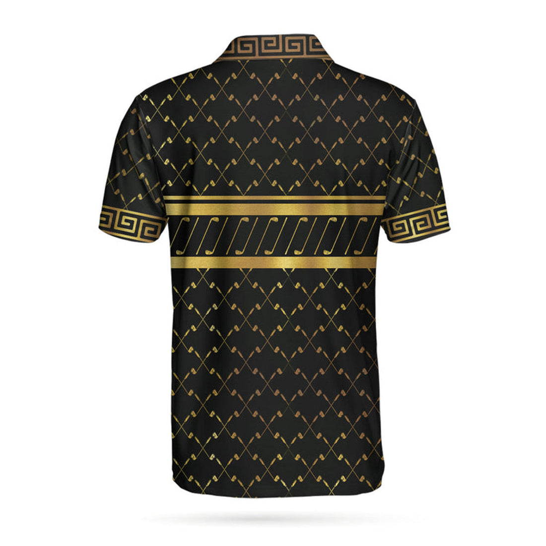 I Need My Daily Dose Of Iron Black & Gold Polo Shirt, Luxury Golden Greek Golf Shirt For Men