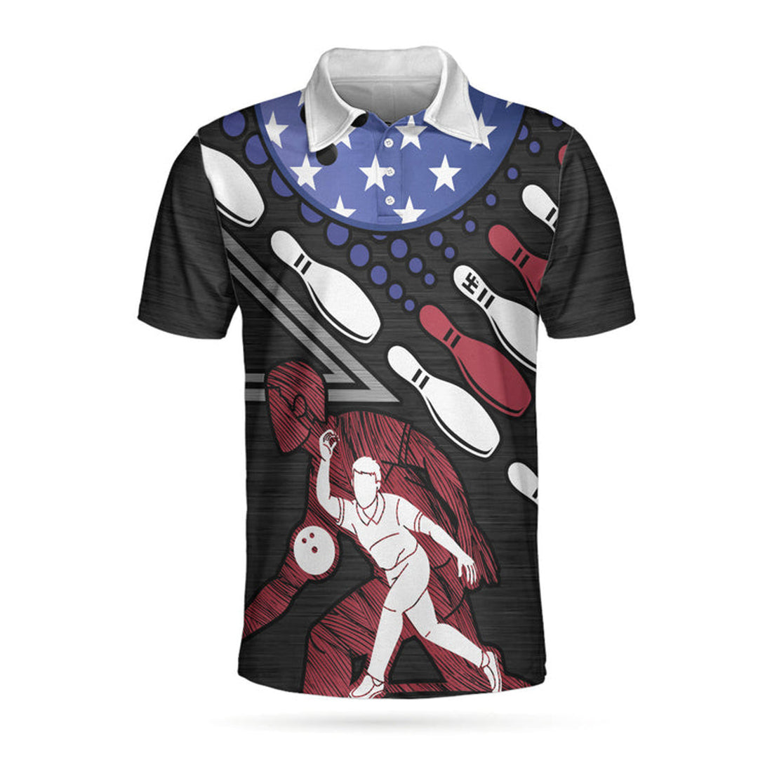 I Play Bowling Because I Like It Not Because I'M Good At It Polo Shirt, American Flag Bowling Shirt For Men