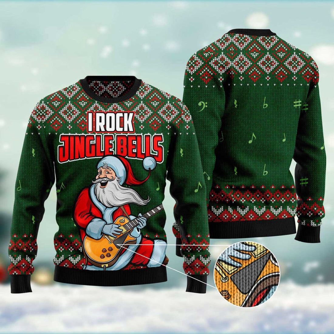 FUNSTUFFPRINT I Rock Jingle Bells Ugly Christmas Sweater, Christmas Sweater, Ugly Sweater, Funny Xmas Sweaters Ugly Sweater