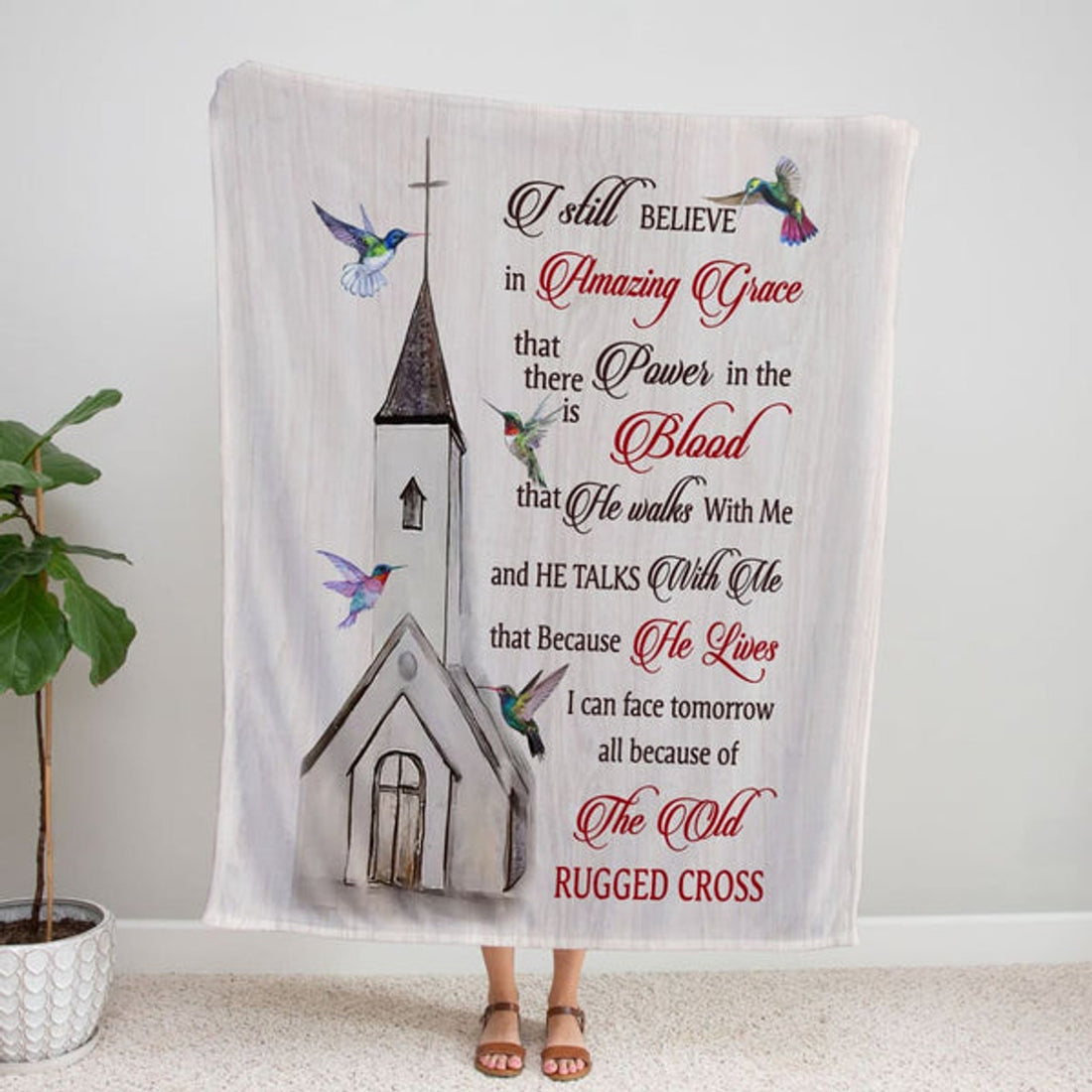 FUNSTUFFPRINT I Still Believe In Amazing Grace Fleece Blanket - Christian Blanket - Bible Verse Blanket