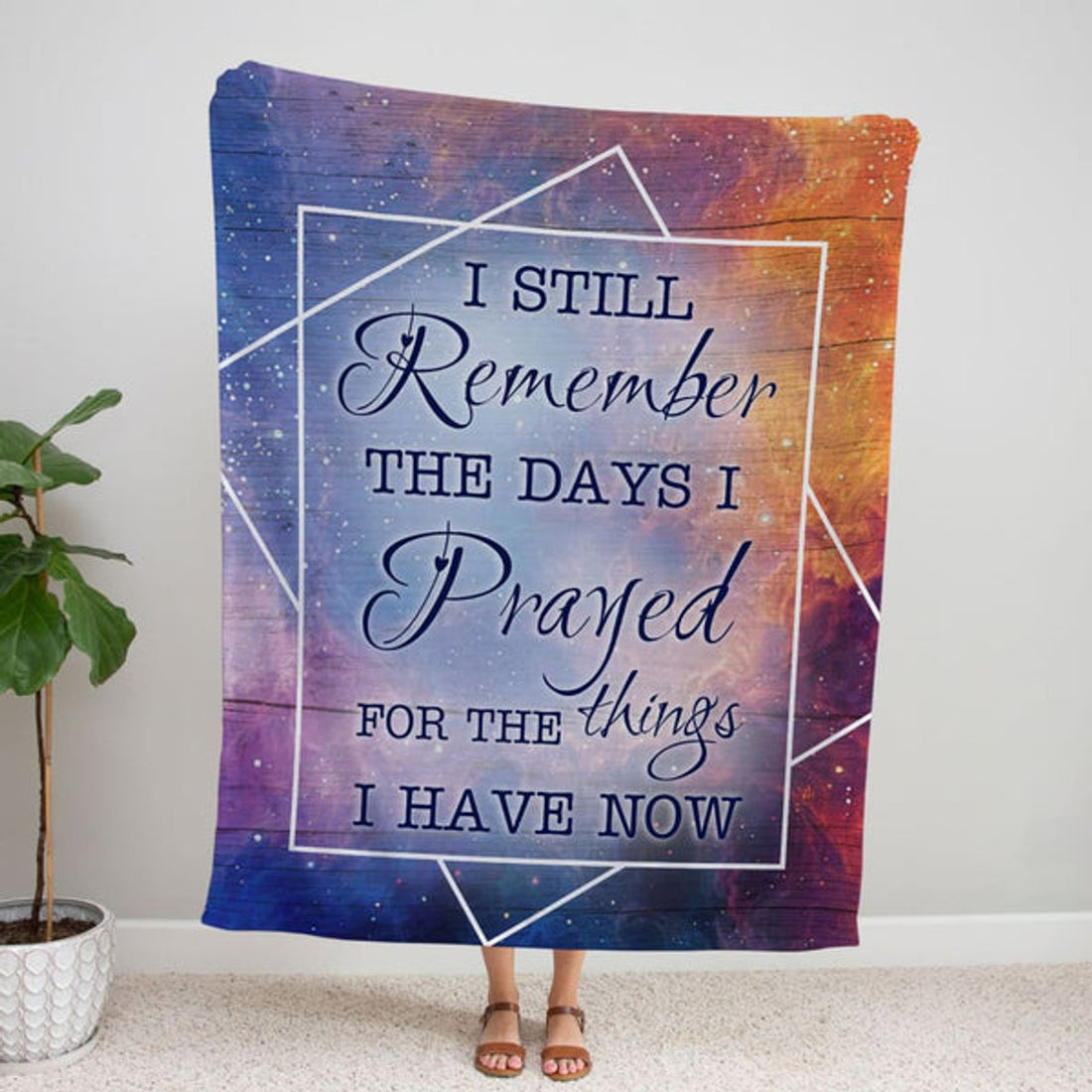 FUNSTUFFPRINT I Still Remember The Days I Prayed For The Things I Have Now Fleece Blanket - Christian Blanket - Bible Verse Blanket