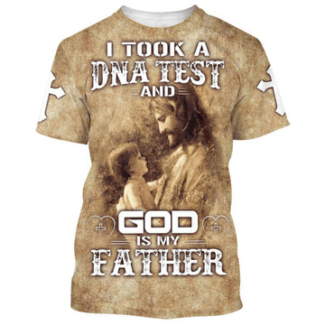 FUNSTUFFPRINT I Took A Dna Test And God Is My Father Shirts - Jesus And Baby Christian 3D T-shirt
