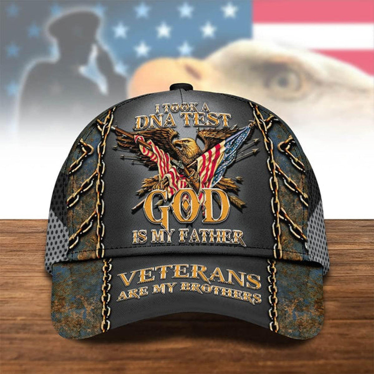 FUNSTUFFPRINT I Took A Dna Test And God Is My Father Veteran All Over Print Baseball Cap - Christian Hats For Men Women