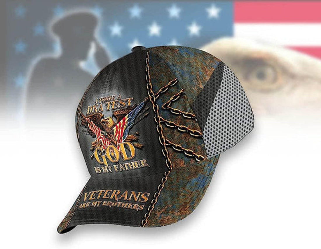 FUNSTUFFPRINT I Took A Dna Test And God Is My Father Veteran All Over Print Baseball Cap - Christian Hats For Men Women