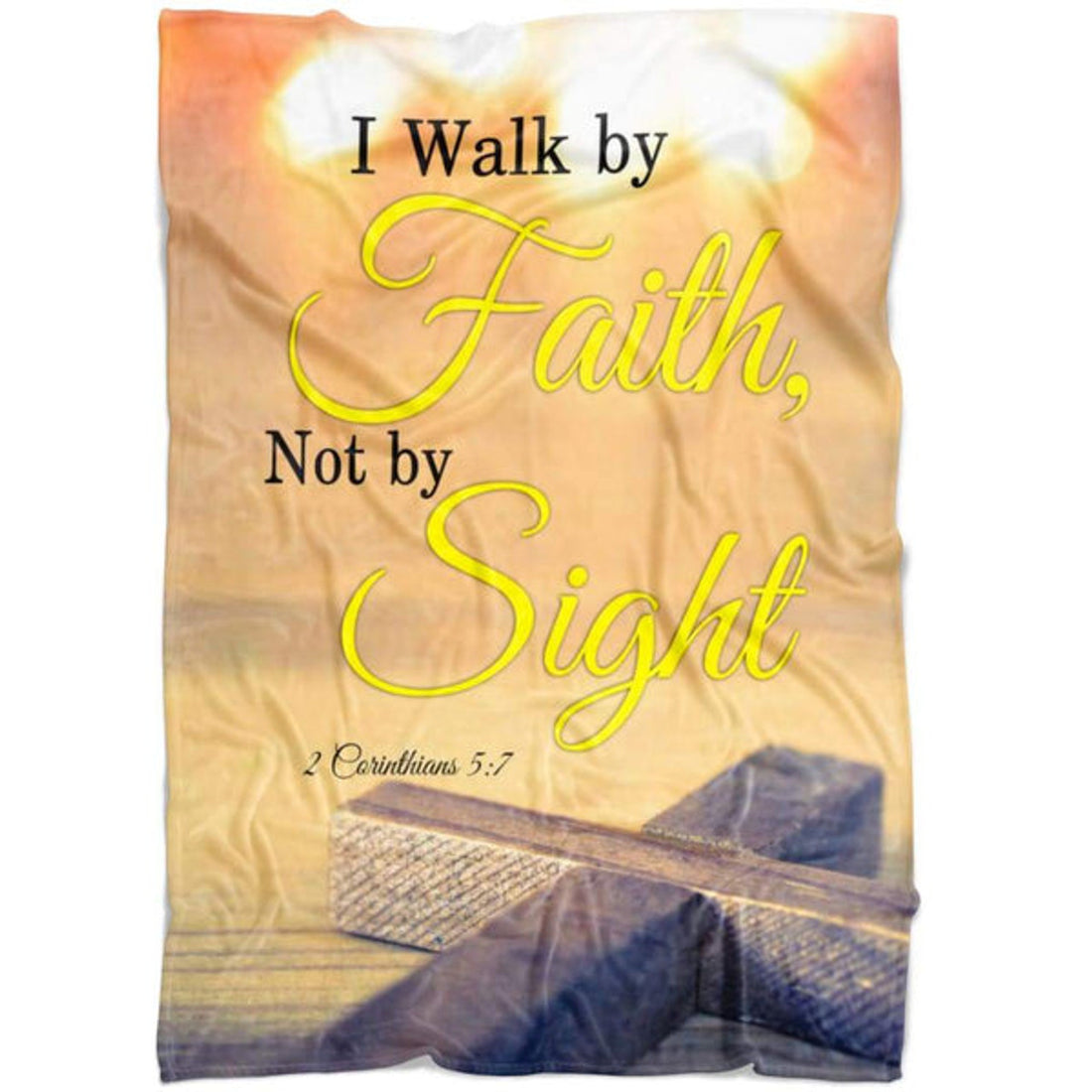 FUNSTUFFPRINT I Walk By Faith Not By Sight 2 Corinthians 57 Fleece Blanket - Christian Blanket - Bible Verse Blanket