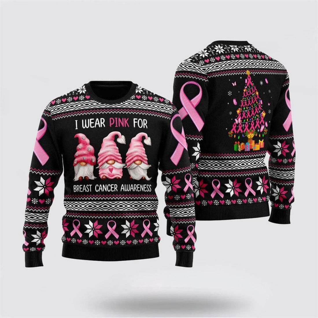 FUNSTUFFPRINT I Was Pink For Breast Cancer Awareness Ugly Christmas Sweater For – Christmas Gifts For Survivors Ugly  Sweater