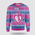 FUNSTUFFPRINT I Wear Pink For Me Breast Cancer Awareness Ugly Christmas Sweater – Christmas Gifts For Survivors Ugly  Sweater