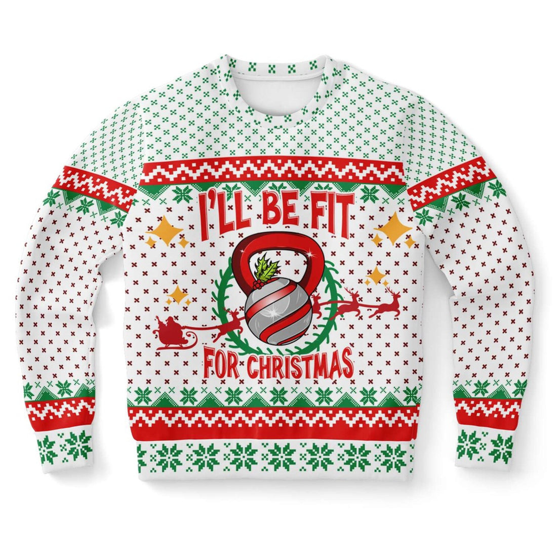 FUNSTUFFPRINT I Will Be Fit For Christmas Ugly Christmas Sweater, Christmas Sweater, Ugly Sweater, Funny Xmas Sweaters Ugly Sweater