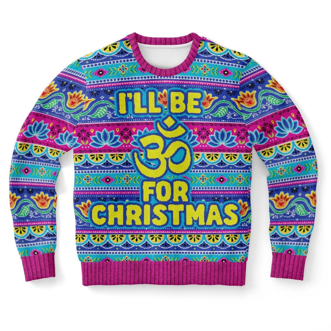 FUNSTUFFPRINT I Will Be For Christmas Om Sign Ugly Christmas Sweater, Christmas Sweater, Ugly Sweater, Funny Xmas Sweaters Ugly Sweater