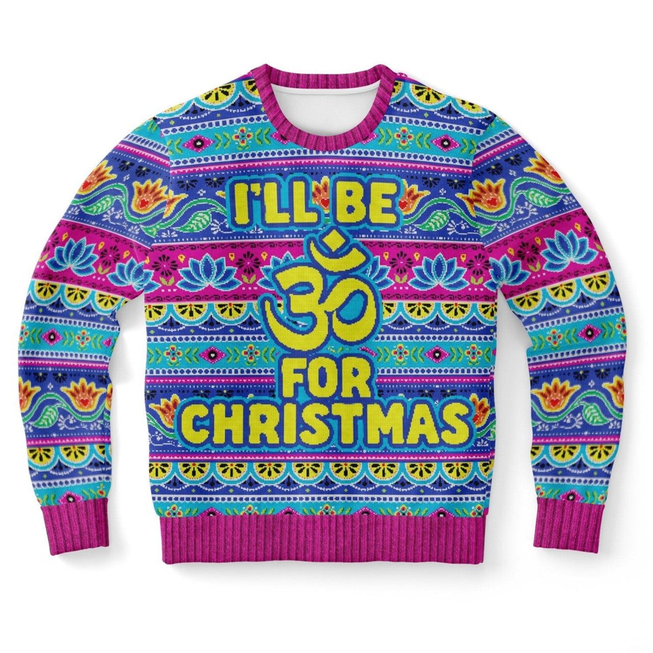 FUNSTUFFPRINT I Will Be For Christmas Om Sign Ugly Christmas Sweater, Christmas Sweater, Ugly Sweater, Funny Xmas Sweaters Ugly Sweater