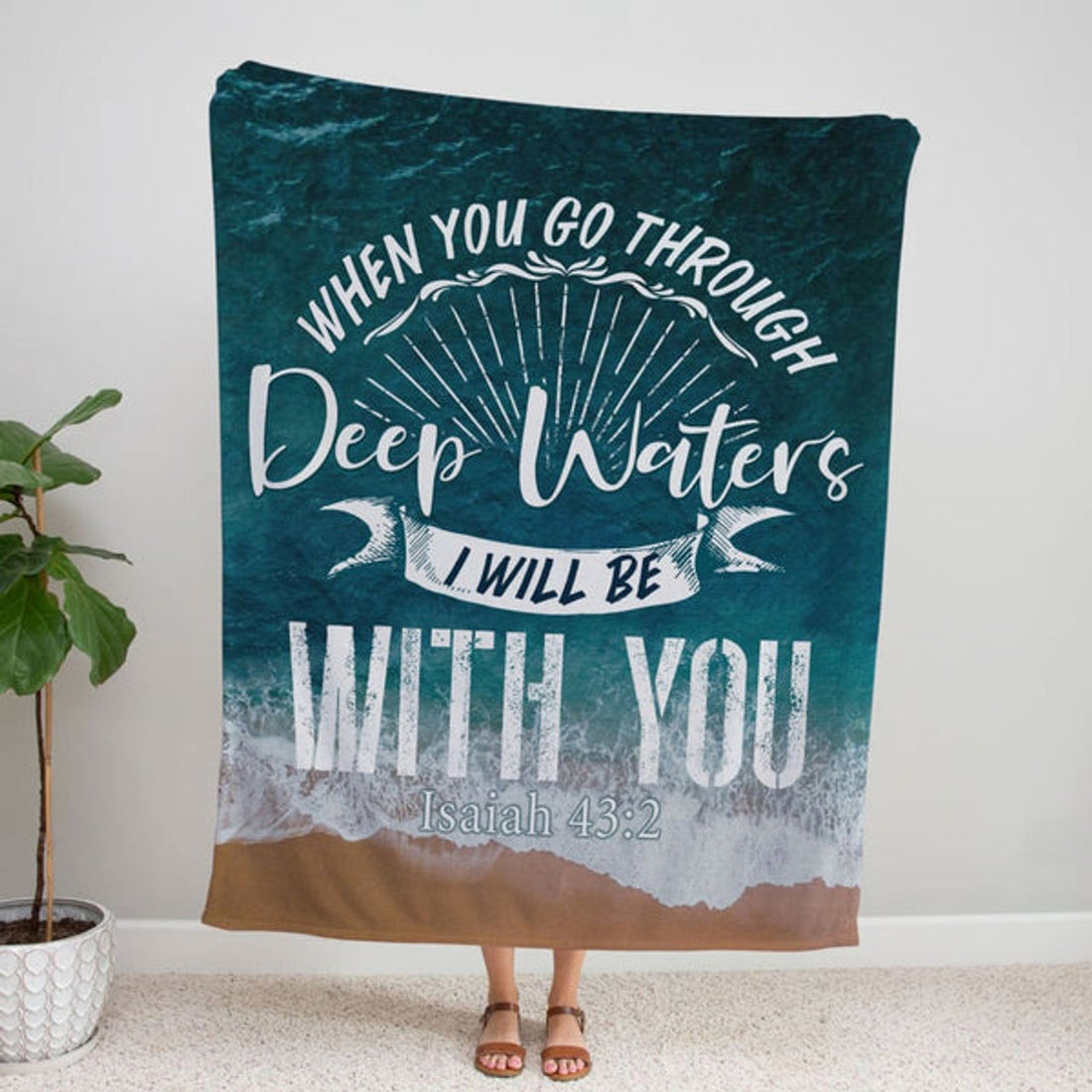 FUNSTUFFPRINT I Will Be With You Isaiah 432 Nlt Fleece Blanket - Christian Blanket - Bible Verse Blanket