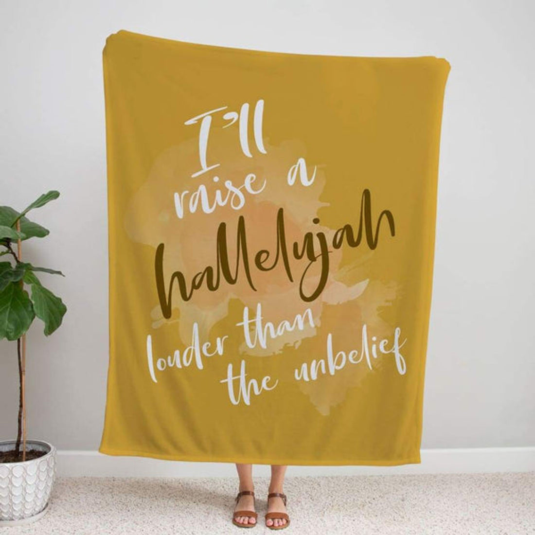 FUNSTUFFPRINT I'll Raise A Hallelujah Louder Than The Unbelief Fleece Blanket - Christian Blanket - Bible Verse Blanket