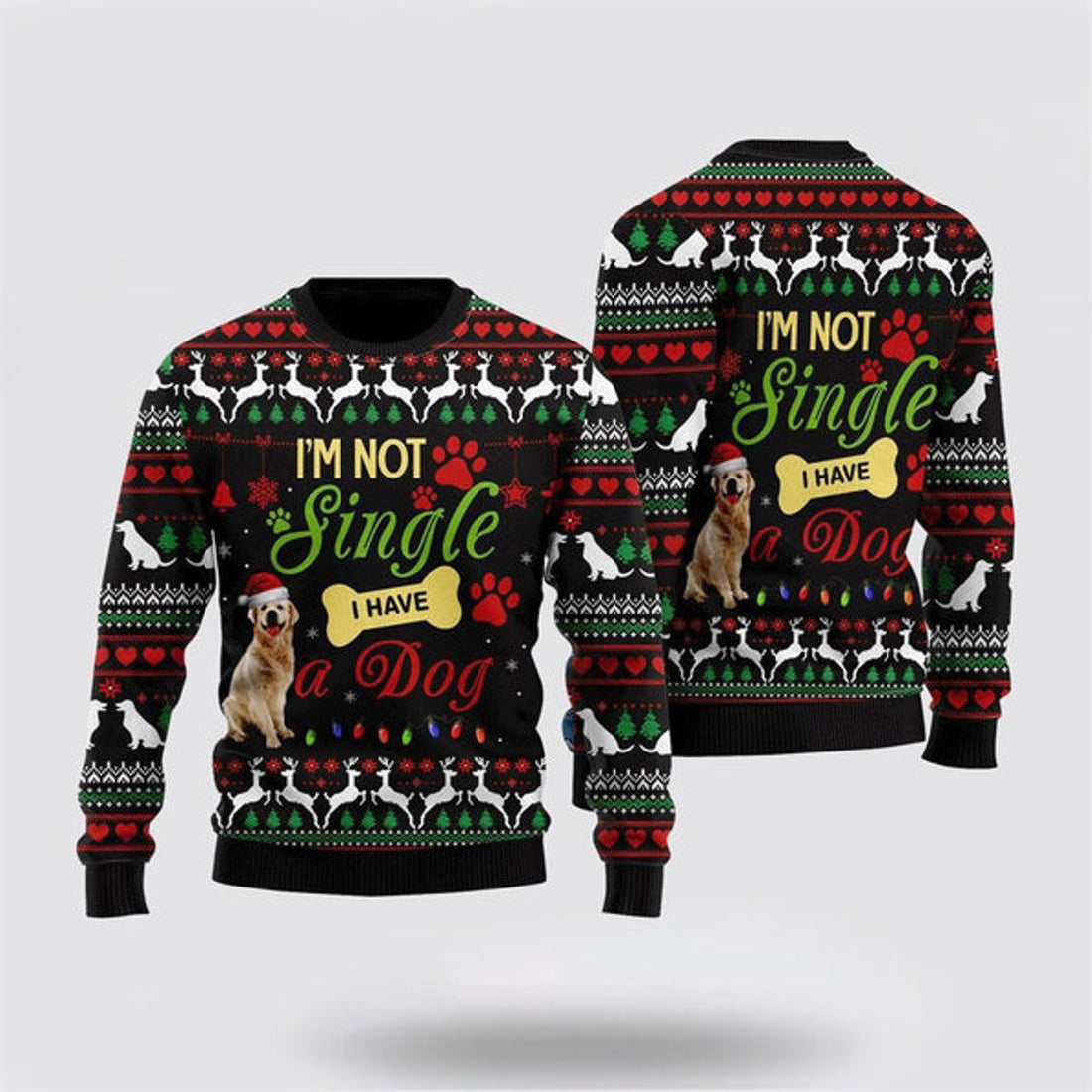 FUNSTUFFPRINT I'm Not Single I Have A Dog Ugly Christmas Sweater For Men And Women, Gift For Christmas, Best Winter Christmas Outfit Ugly Sweater