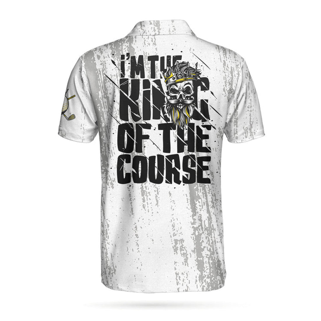 I'M The King Of The Course Golf Polo Shirt, Black And White Skull Golf Shirt For Men