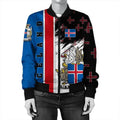 FUNSTUFFPRINT Iceland Coat Of Arms Women's Bomber Jacket - Flag Style JH Bomber Jacket