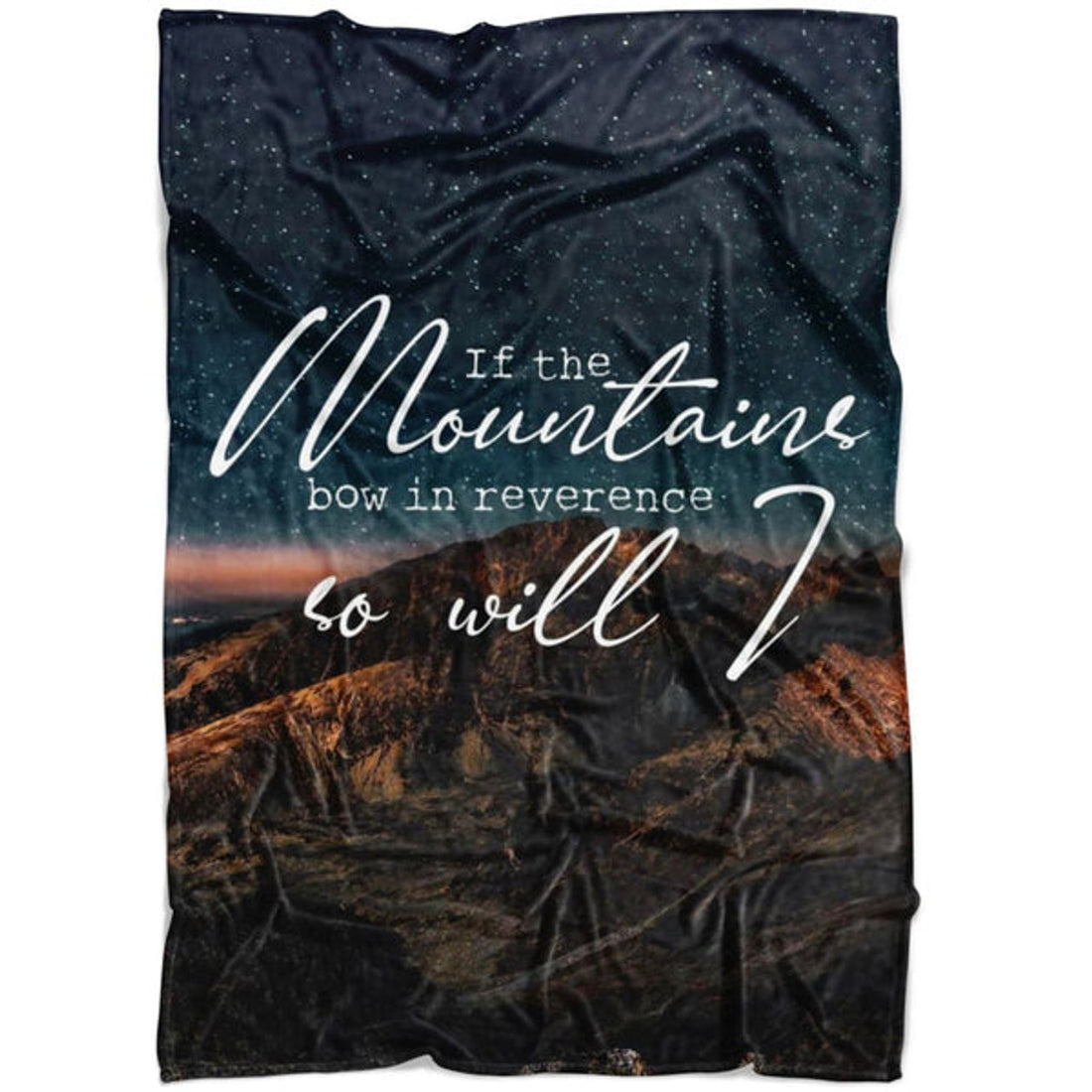FUNSTUFFPRINT If The Mountains Bow In Reverence So Will I Fleece Blanket - Christian Blanket - Bible Verse Blanket