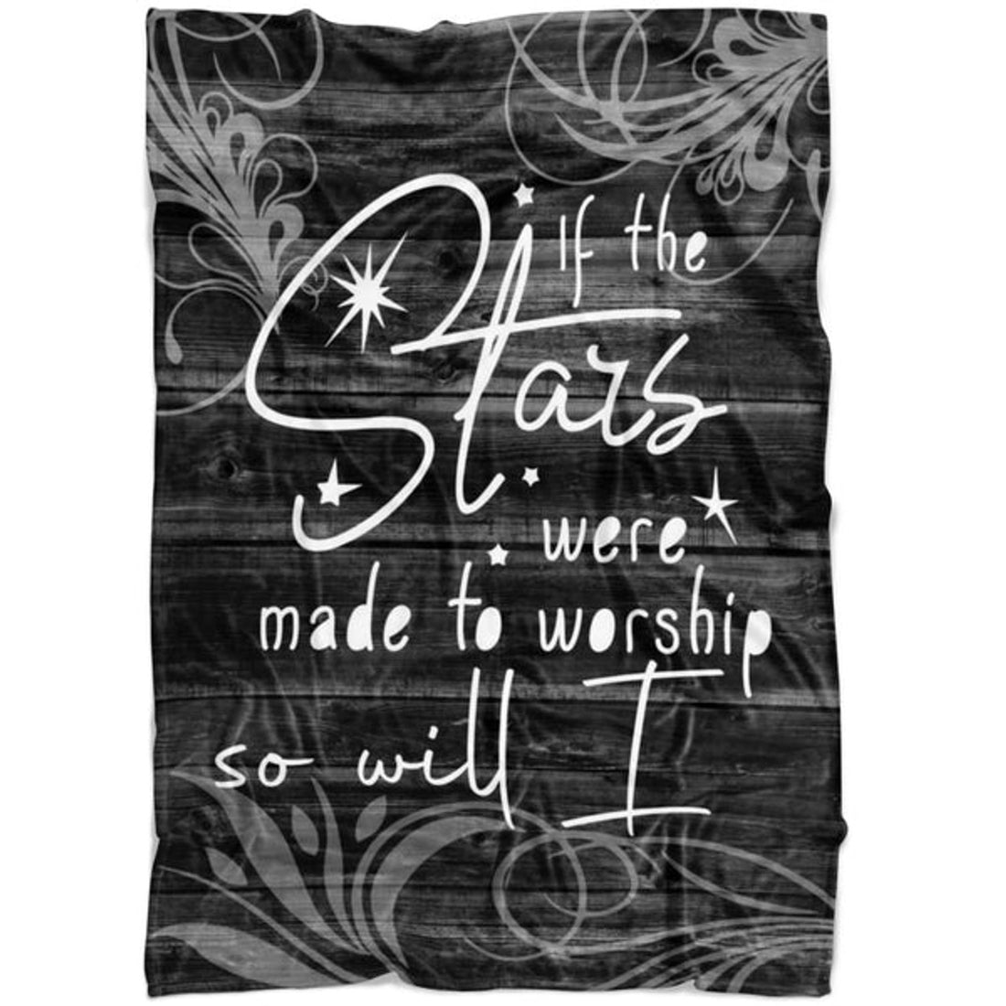 FUNSTUFFPRINT If The Stars Were Made To Worship So Will I Fleece Blanket - Christian Blanket - Bible Verse Blanket