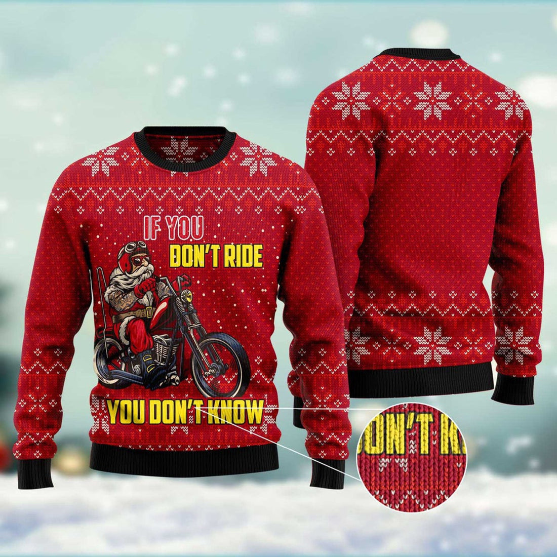 FUNSTUFFPRINT If You Don'T Ride You Don'T Know Ugly Christmas Sweater, Christmas Sweater, Ugly Sweater, Funny Xmas Sweaters Ugly Sweater