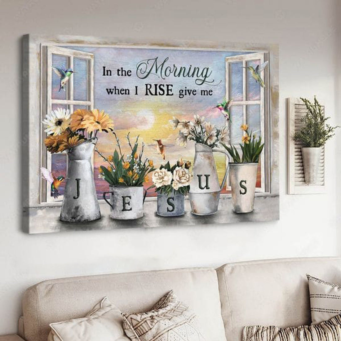 In The Morning, When I Rise Give Me Jesus, Window Decor, Hummingbird Poster Poster and Canvas
