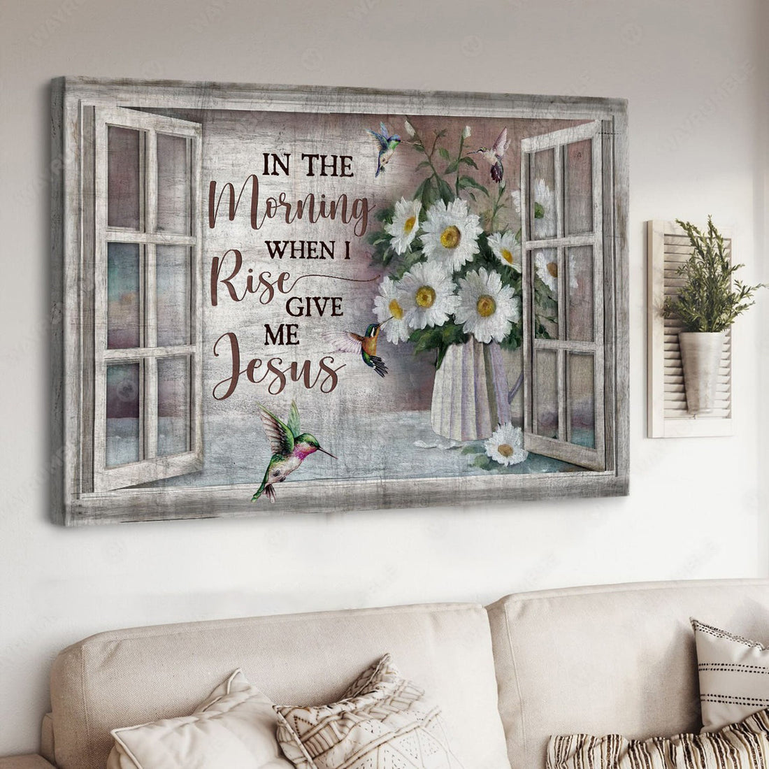 In The Morning When I Rise Give Me Jesus, Hummingbird Flower, Window Decor Poster and Canvas