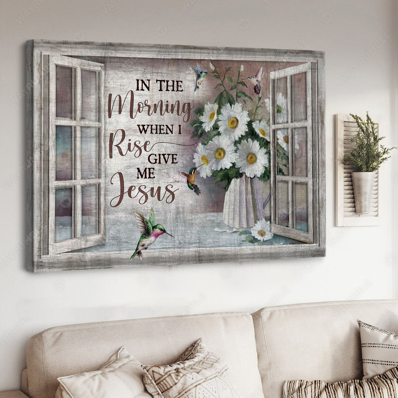In The Morning When I Rise Give Me Jesus, Hummingbird Flower, Window Decor Poster and Canvas