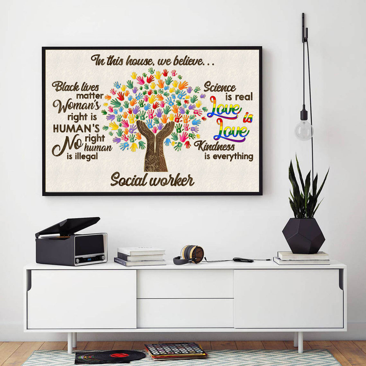 In This House, We Believe Black Lives Matter Women’s Right Is Human Right No Human Is Illegal Poster and Canvas