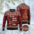 FUNSTUFFPRINT In Jesus Name I Play Guitar Ugly Christmas Sweater, Christmas Sweater, Ugly Sweater, Funny Xmas Sweaters Ugly Sweater