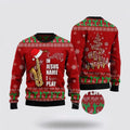 FUNSTUFFPRINT In Jesus Name I Play Saxophone Ugly Christmas Sweater – Gifts For Christians Ugly  Sweater