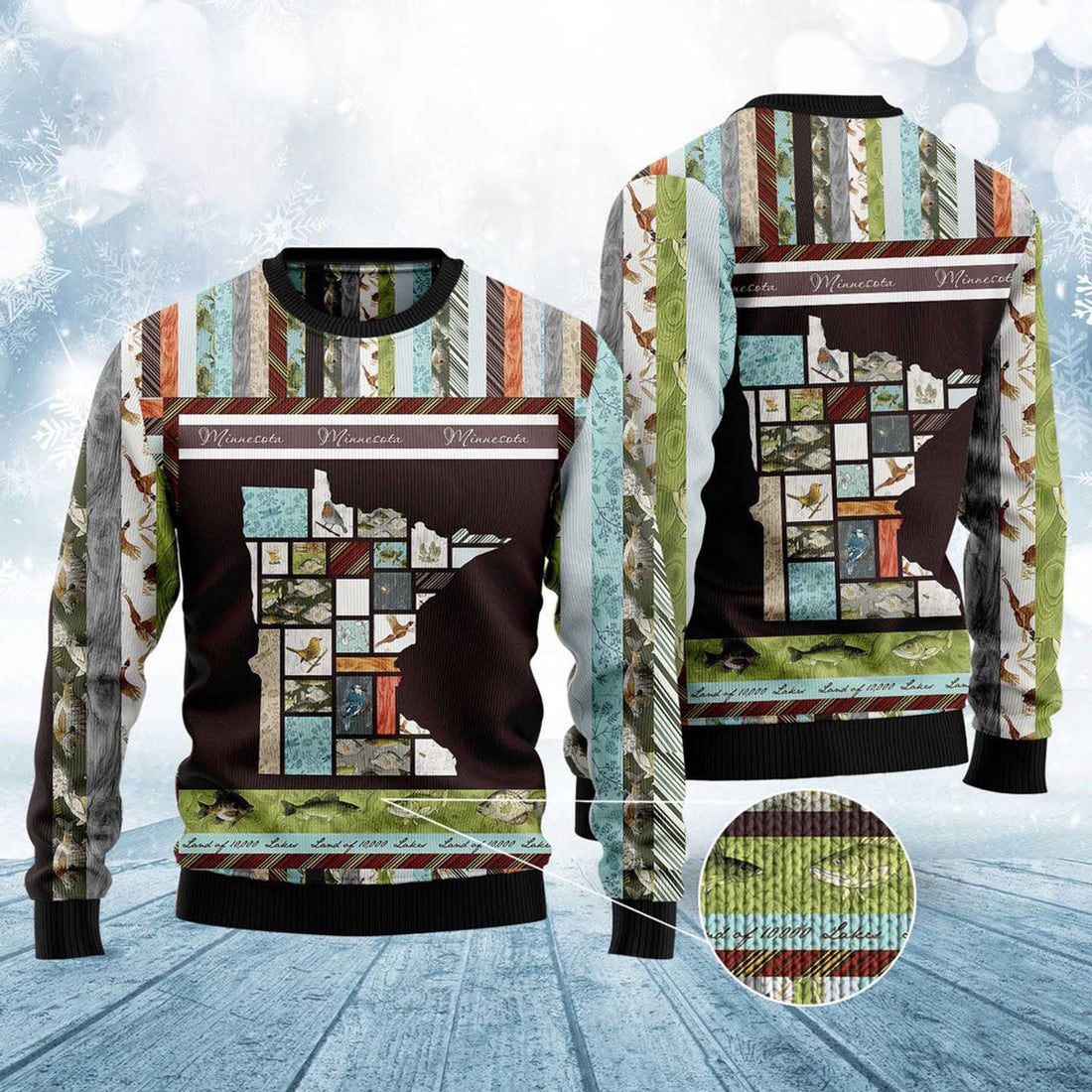 FUNSTUFFPRINT In The Deep Heart Of Minnesota Ugly Christmas Sweater, Christmas Sweater, Ugly Sweater, Funny Xmas Sweaters Ugly Sweater