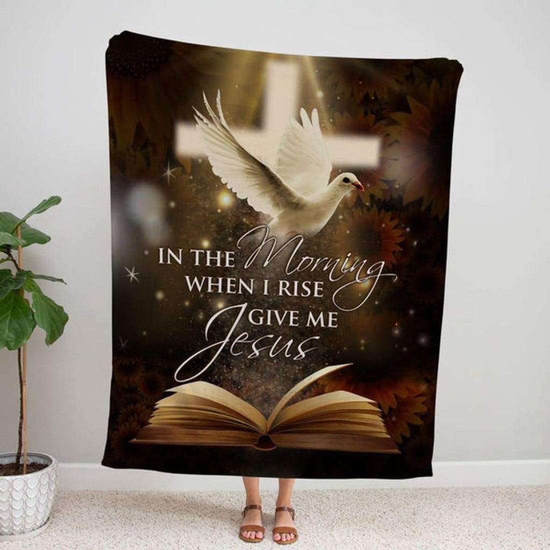 FUNSTUFFPRINT In The Morning When I Rise Give Me Jesus 2 Fleece Blanket - Christian Blanket - Bible Verse Blanket