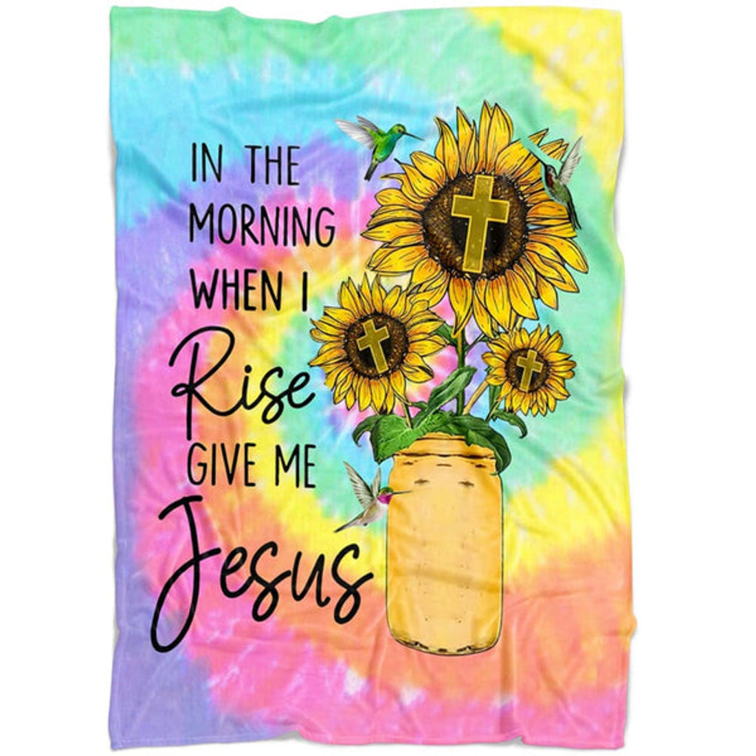 FUNSTUFFPRINT In The Morning When I Rise Give Me Jesus Fleece Blanket - Christian Blanket - Bible Verse Blanket
