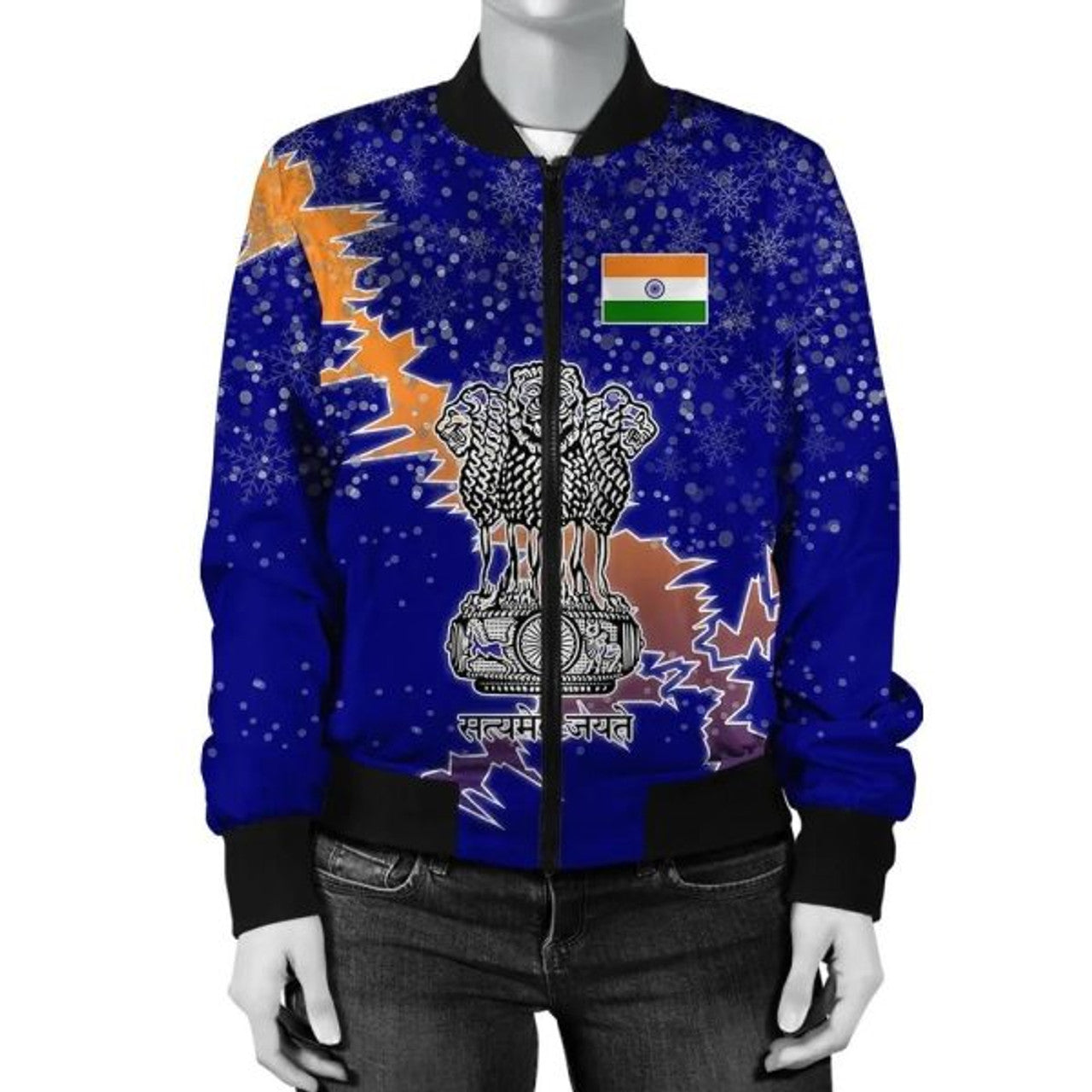 FUNSTUFFPRINT India Christmas Coat Of Arms Women 3D Bomber Jacket