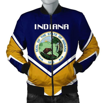 FUNSTUFFPRINT Indiana Coat Of Arms Men Bomber Jacket Lucian Style Bomber Jacket