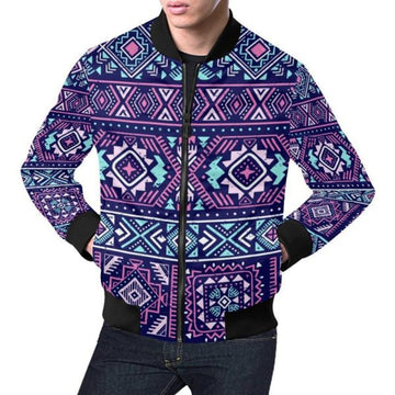 FUNSTUFFPRINTI Indians Tribal Native Navajo American Aztec Print Men's 3D Bomber Jacket