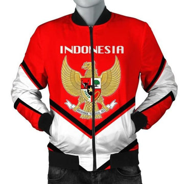 FUNSTUFFPRINTI Indonesia Coat Of Arms Men Bomber Jacket Lucian Style Bomber Jacket