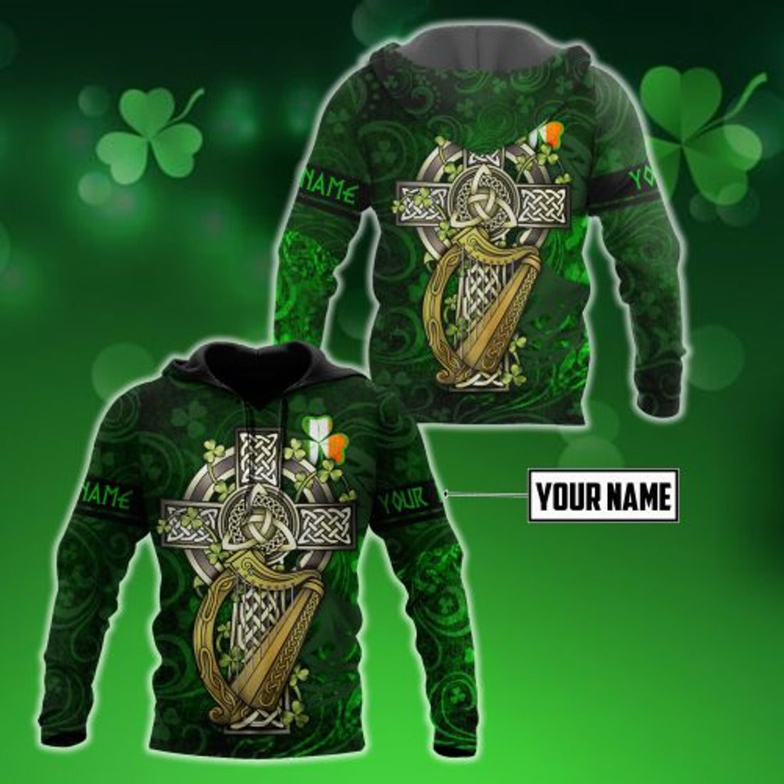 FUNSTUFFPRINT Personalized Irish 3D All Over Hoodie 3D Hoodie and Zip Hoodie
