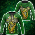 FUNSTUFFPRINT Irish 3D All Over Hoodie Irish Cross With Harp 3D Hoodie and Zip Hoodie