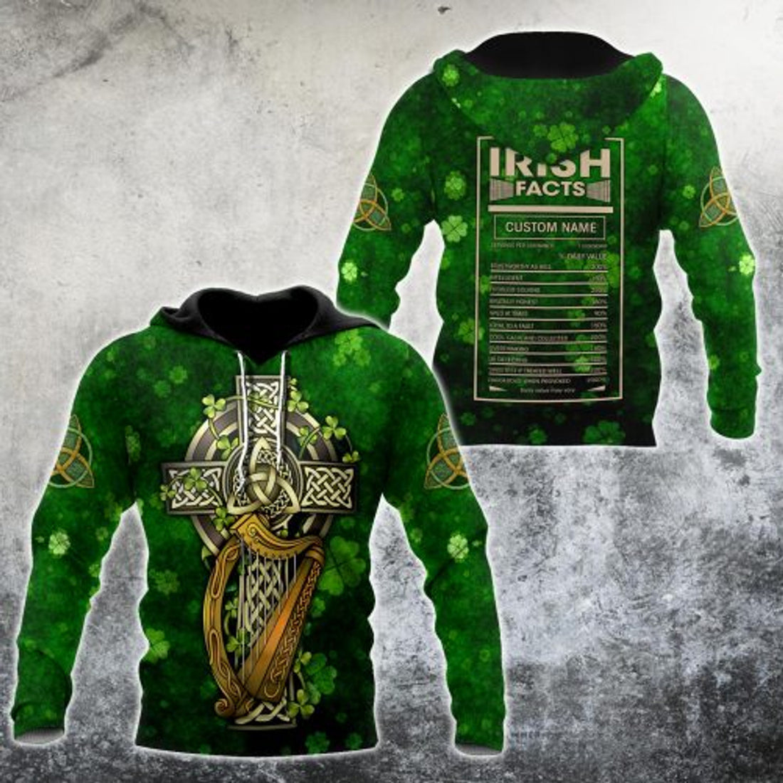FUNSTUFFPRINT Personalized Irish Facts 3D Hoodie and Zip Hoodie