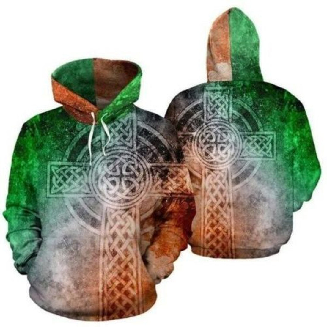 FUNSTUFFPRINT Irish Saint Patrick’s Day 3D All Over Hoodie Shamrock Celtic Cross 3D Hoodie and Zip Hoodie