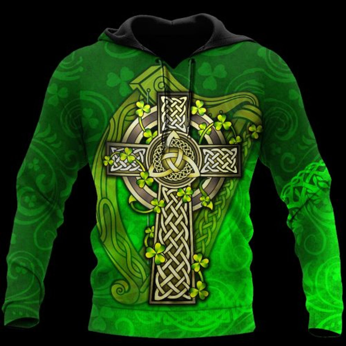 FUNSTUFFPRINT Irish St.Patrick 3D All Over Hoodie Celtic Cross 3D Hoodie and Zip Hoodie