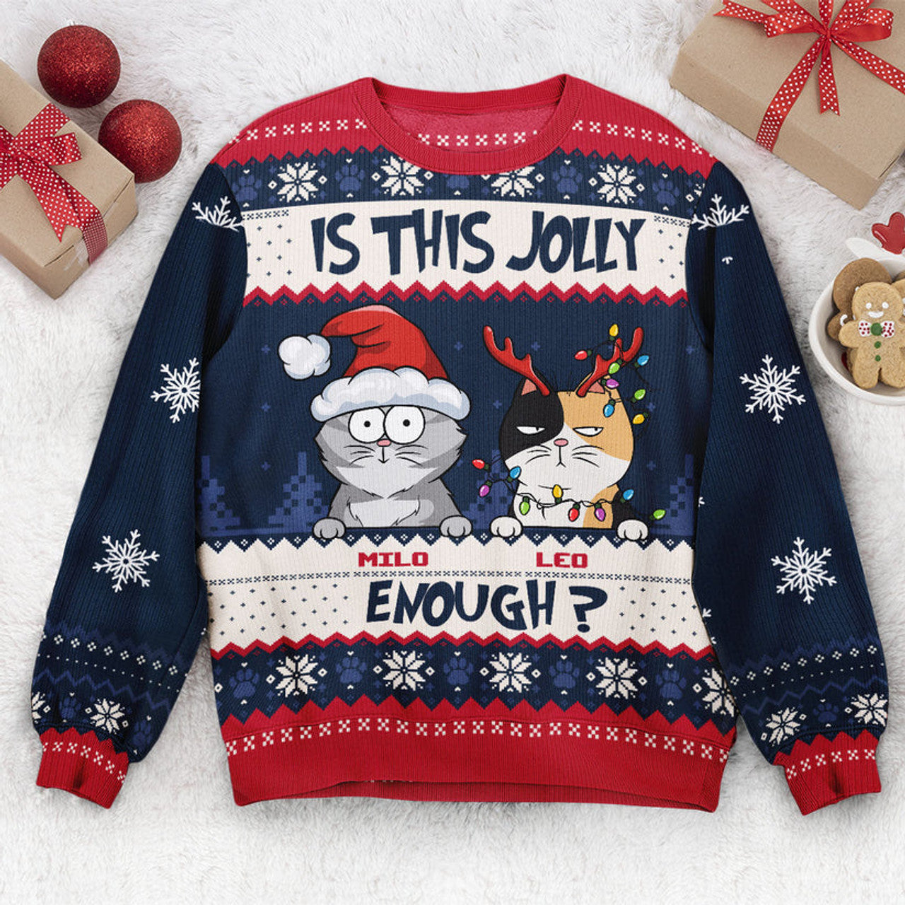 FUNSTUFFPRINT Custom Is This Jolly Enough Ugly Sweater