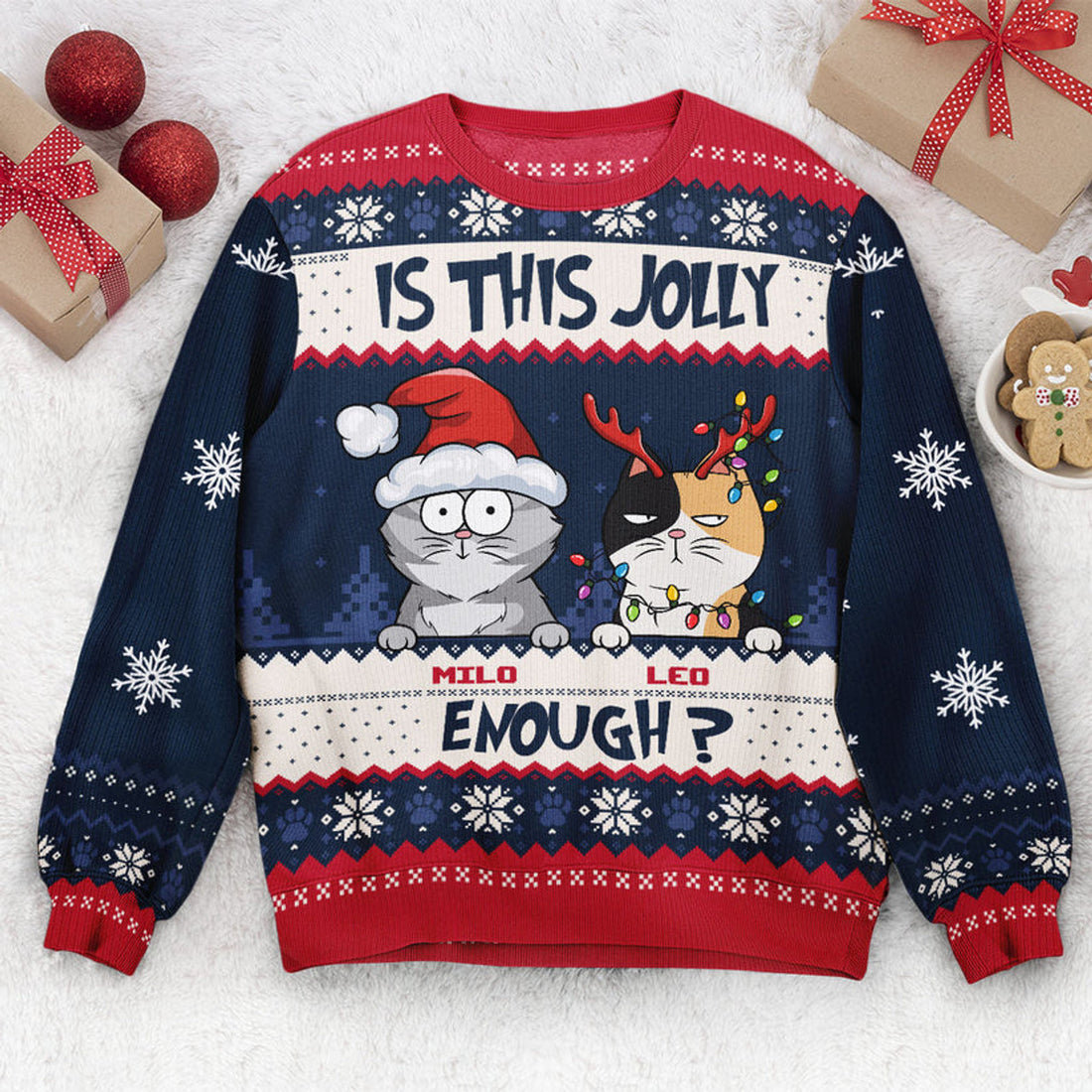 FUNSTUFFPRINT Custom Is This Jolly Enough Ugly Sweater