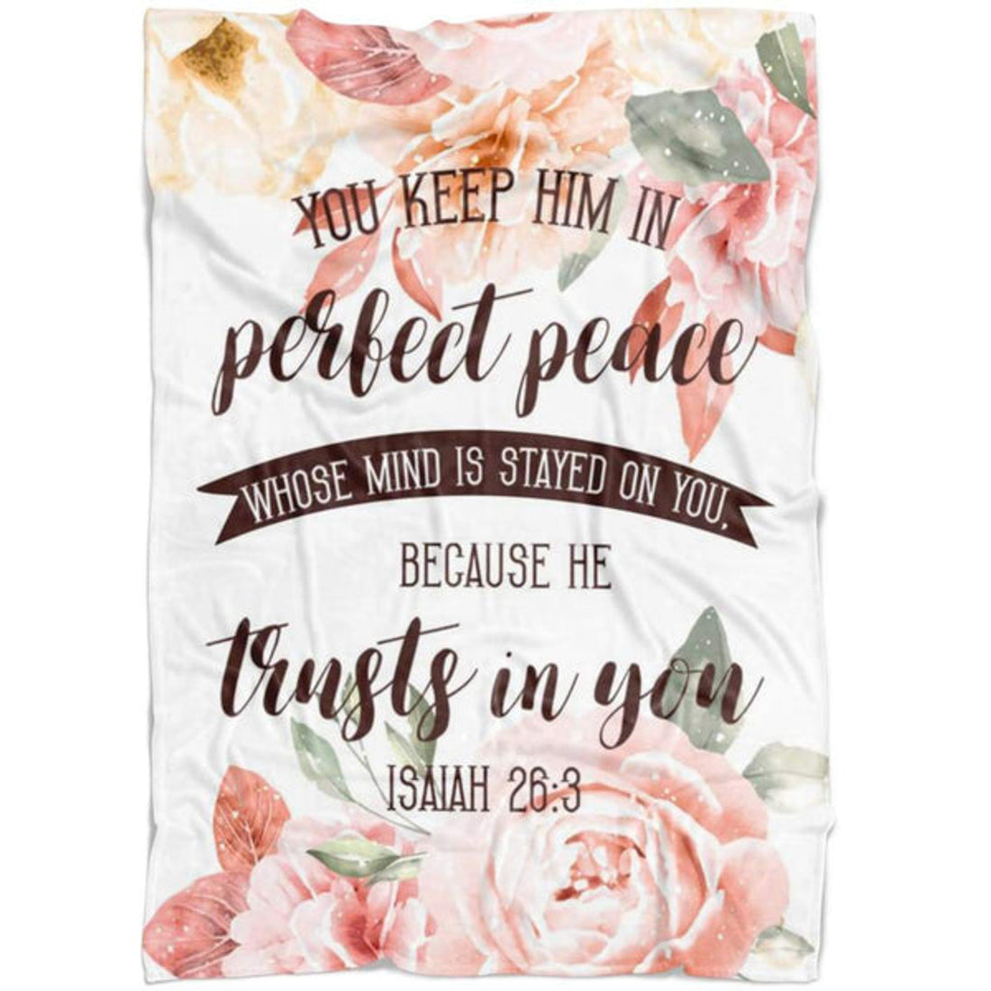 FUNSTUFFPRINT Isaiah 263 You Keep Him In Perfect Peace Fleece Blanket - Christian Blanket - Bible Verse Blanket