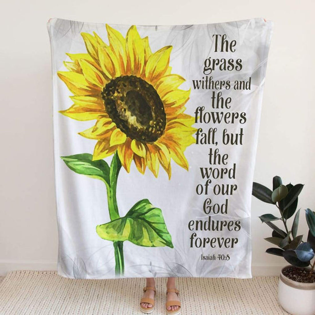 FUNSTUFFPRINT Isaiah 408 But The Word Of Our God Endures Forever Fleece Blanket - Christian Blanket - Bible Verse Blanket